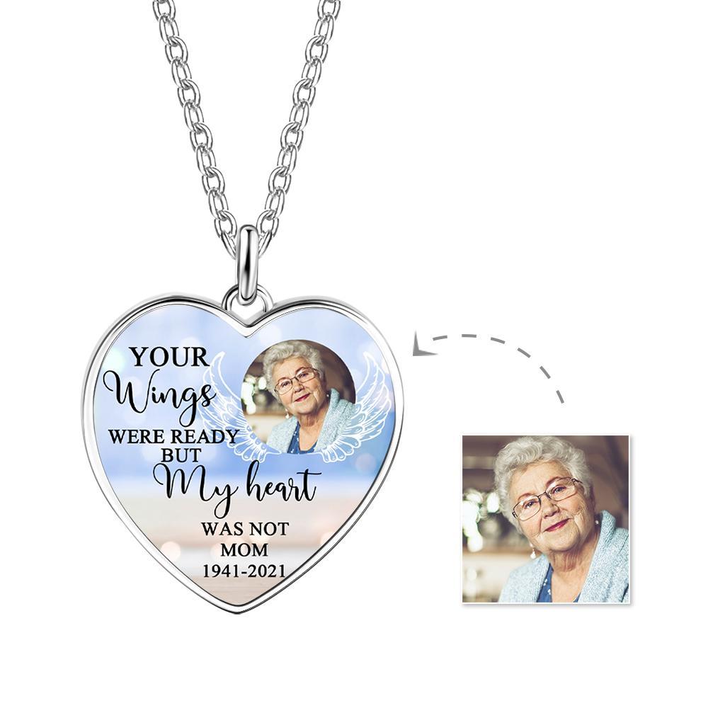 Engraved Heart Photo Necklace Custom Text Necklace For Your Loved Ones