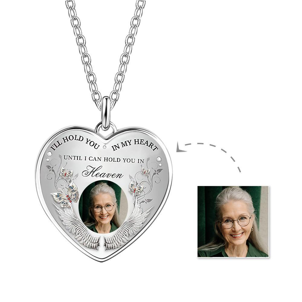 Custom Photo Necklace Hold You in My Heart Metal Gifts - soufeelus