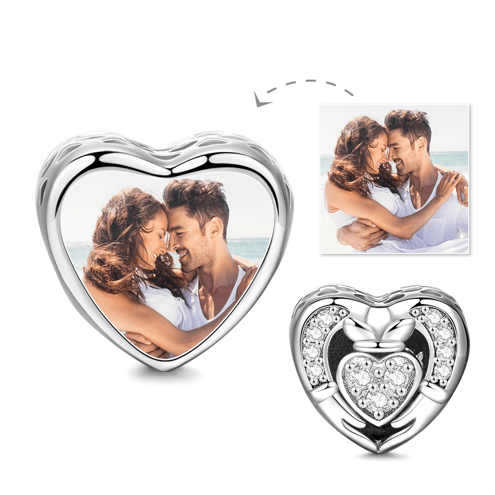 Heart Cladda Photo Charm Platinum Plated Silver - soufeelus