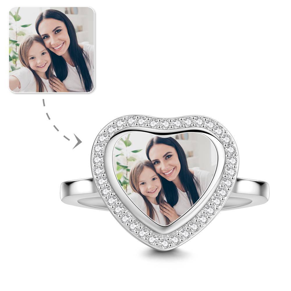 Photo Ring Heart Shaped Silver Mother S Gift