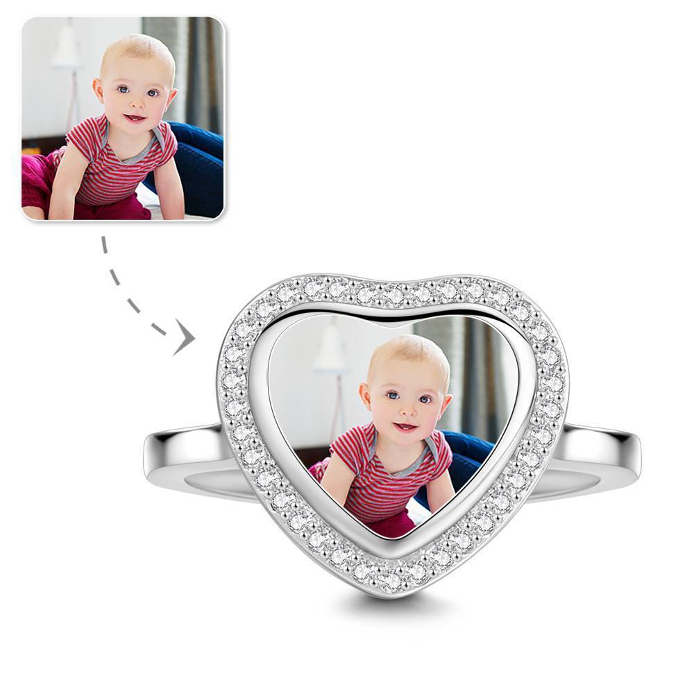 Photo Ring Heart Shaped Silver And Zicron Always Love You