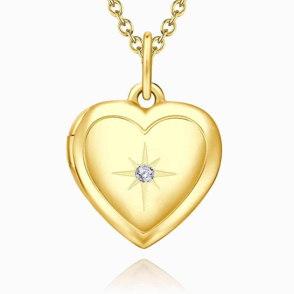 Star Printing Photo Locket Necklace 14k Gold Plated - soufeelus