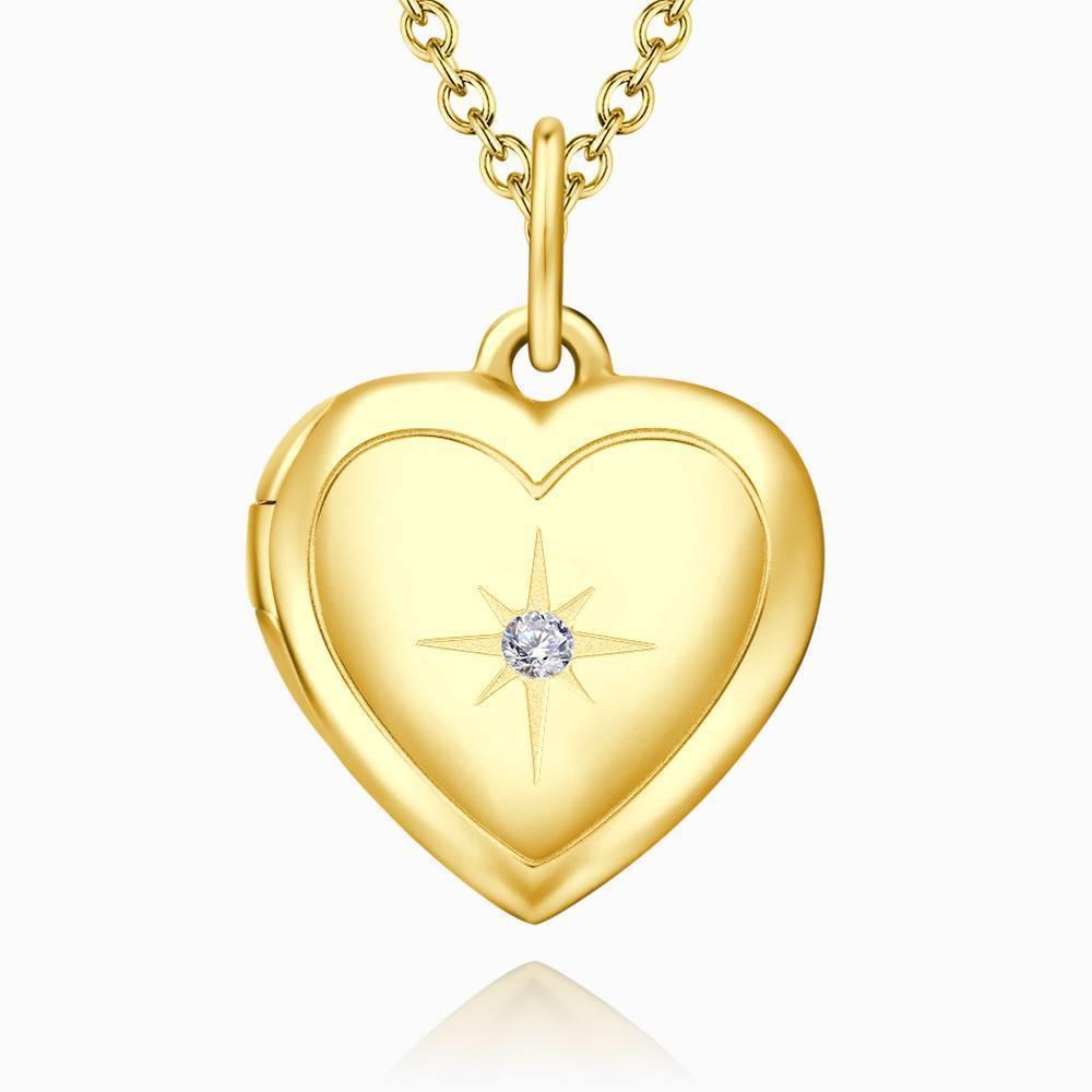 Star Printing Photo Locket Necklace 14k Gold Plated - soufeelus