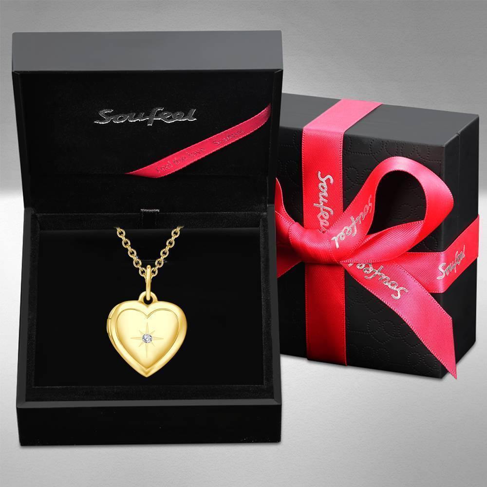 Star Printing Photo Locket Necklace 14k Gold Plated - soufeelus