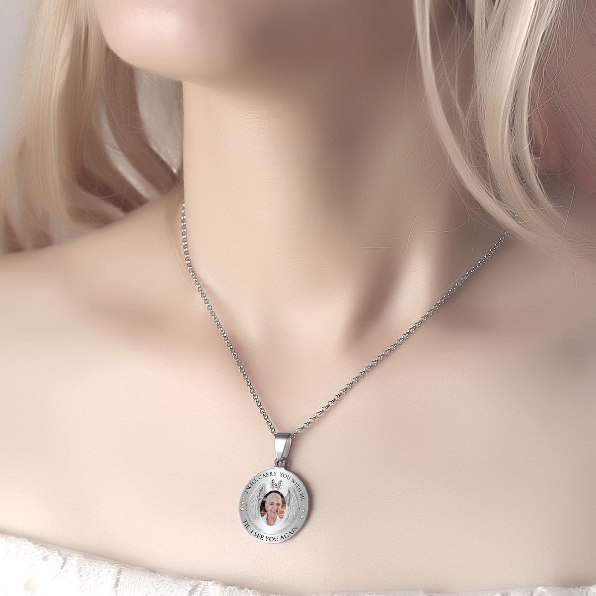 Custom Photo Necklace Vintage Commemorate Metal Gifts detail