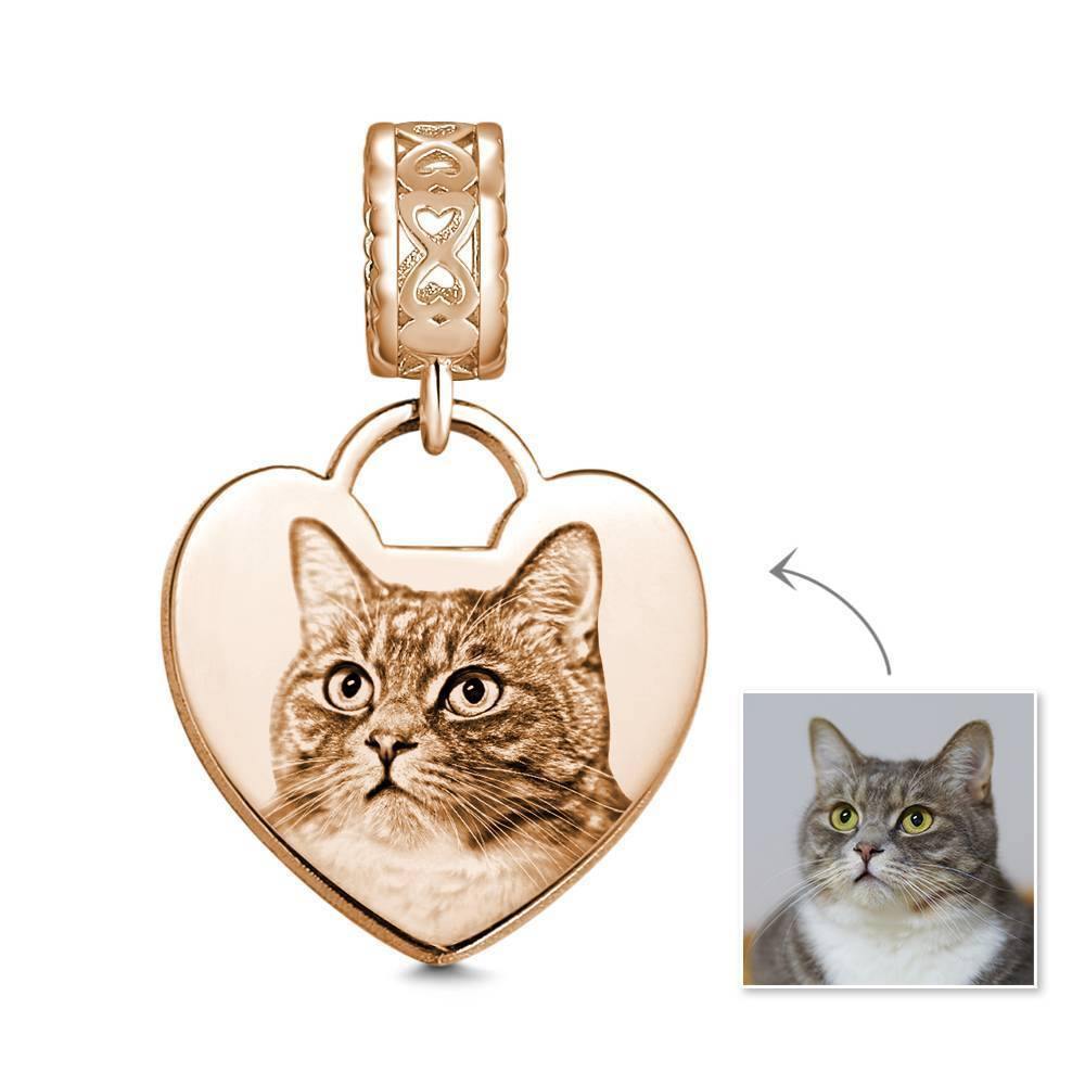 Photo Charm with Heart-shaped, Custom Portrait Jewelry Rose Gold Plated - soufeelus