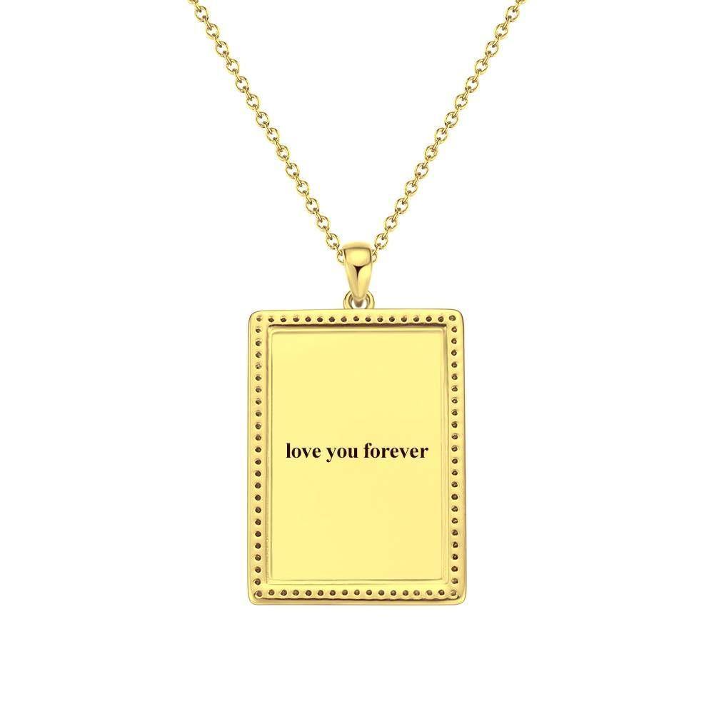 Photo Engraved Necklace Rhinestone Crystal, Photo Necklace Best Gift 14K Plated Gold Golden - Photocopying - soufeelus