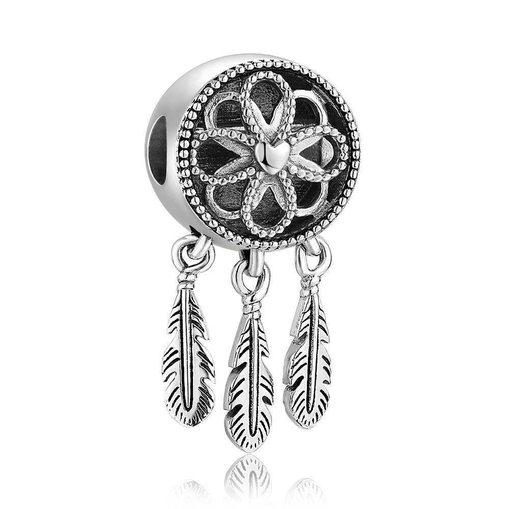 Engraved Photo Charm Dreamcatcher Platinum Plated