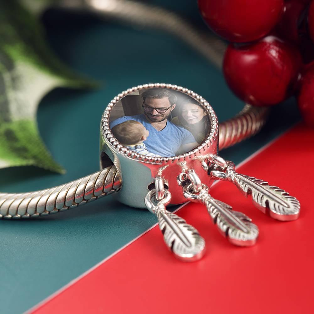 Engraved Photo Charm Dreamcatcher Platinum Plated - soufeelus