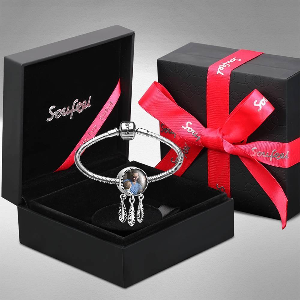 Engraved Photo Charm Dreamcatcher Platinum Plated - soufeelus