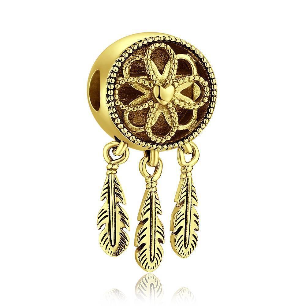 Dreamcatcher Engraved Photo Charm 14K Gold Plated - soufeelus