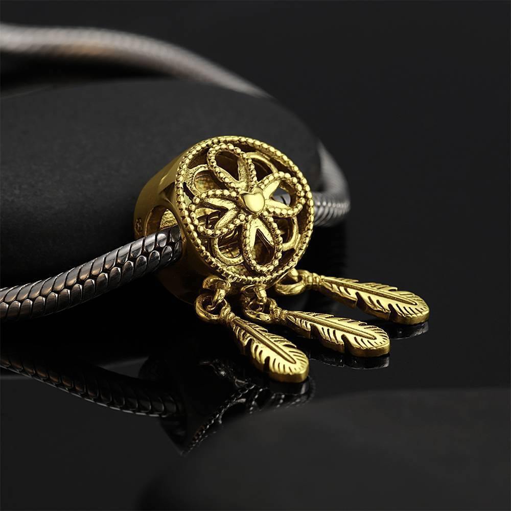 Dreamcatcher Engraved Photo Charm 14K Gold Plated - soufeelus