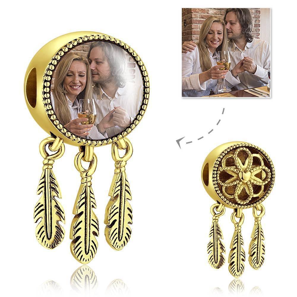 Dreamcatcher Engraved Photo Charm  - Golden - soufeelus