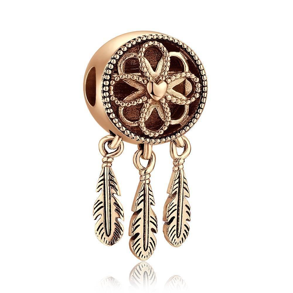 Dreamcatcher Engraved Photo Charm  Rose Gold Plated - soufeelus