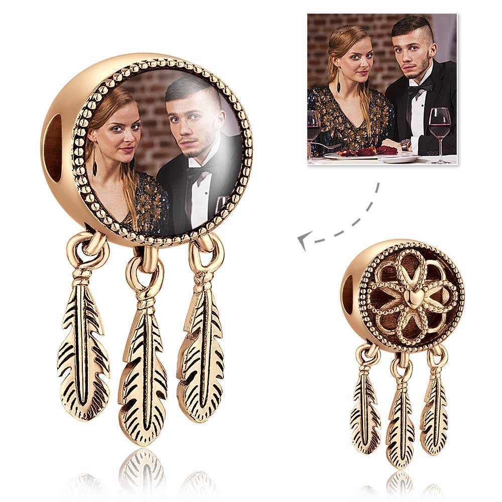 Dreamcatcher Engraved Photo Charm  Rose Gold Plated - soufeelus