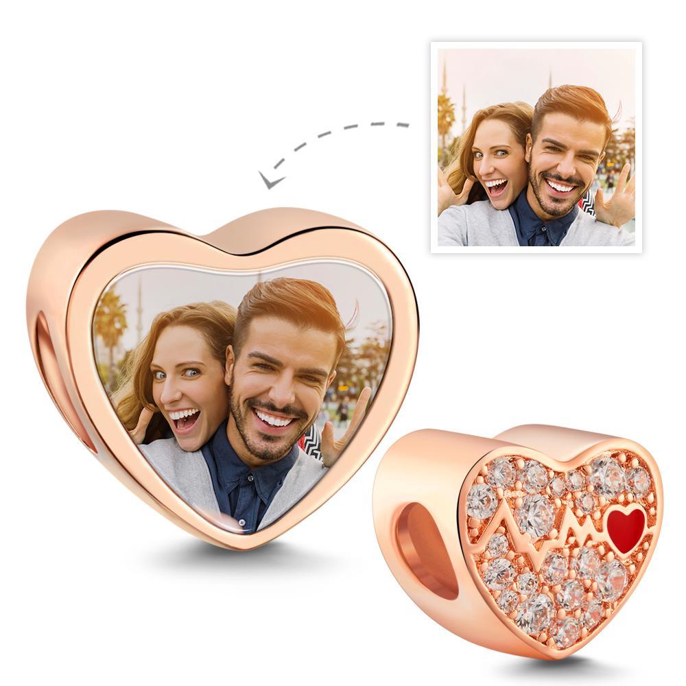 Custom Photo Charm Heartbeat Symbol Romantic Commemorative Gifts - 