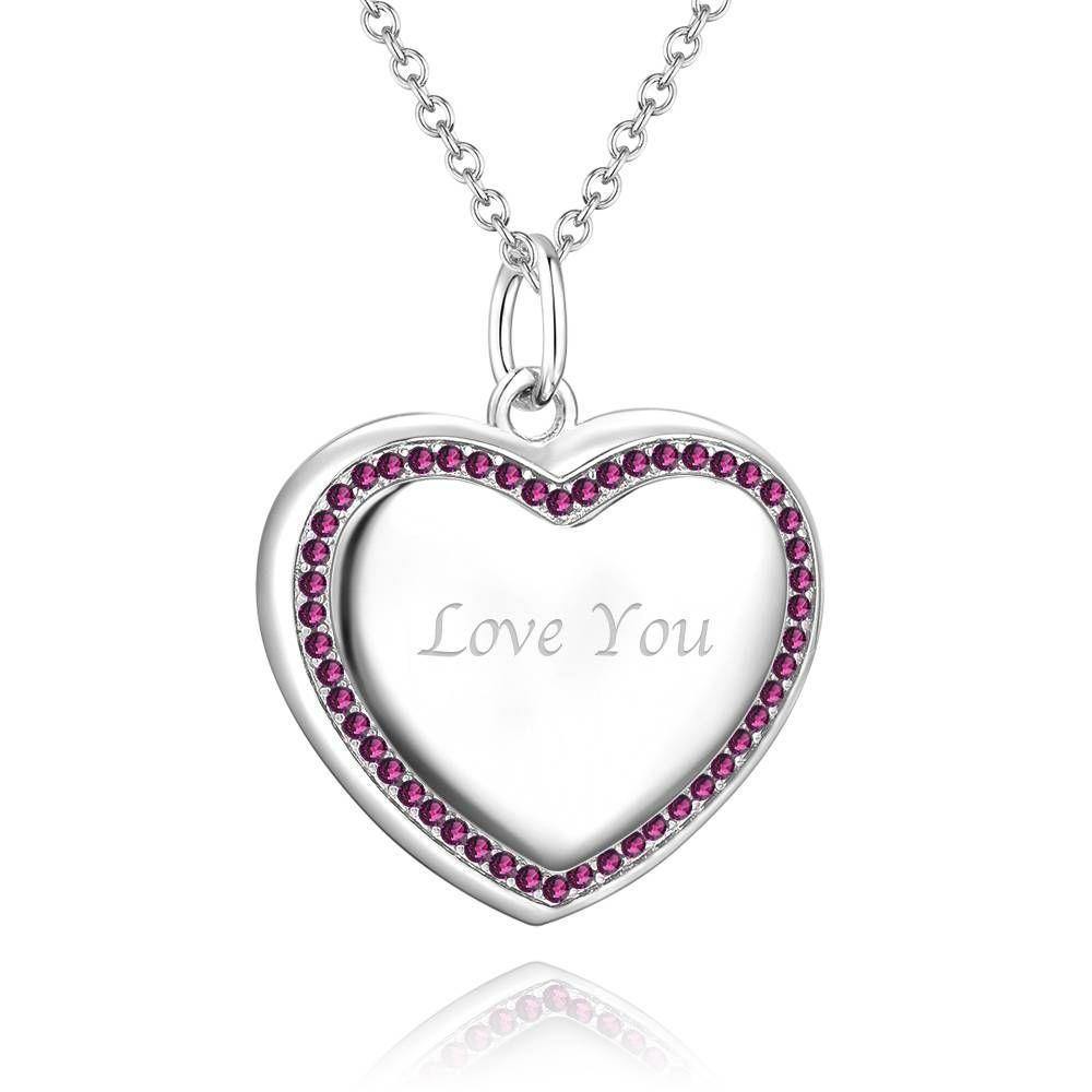 Photo Engraved Necklace Heart Locket Necklace, Two Photos Platinum Plated - soufeelus