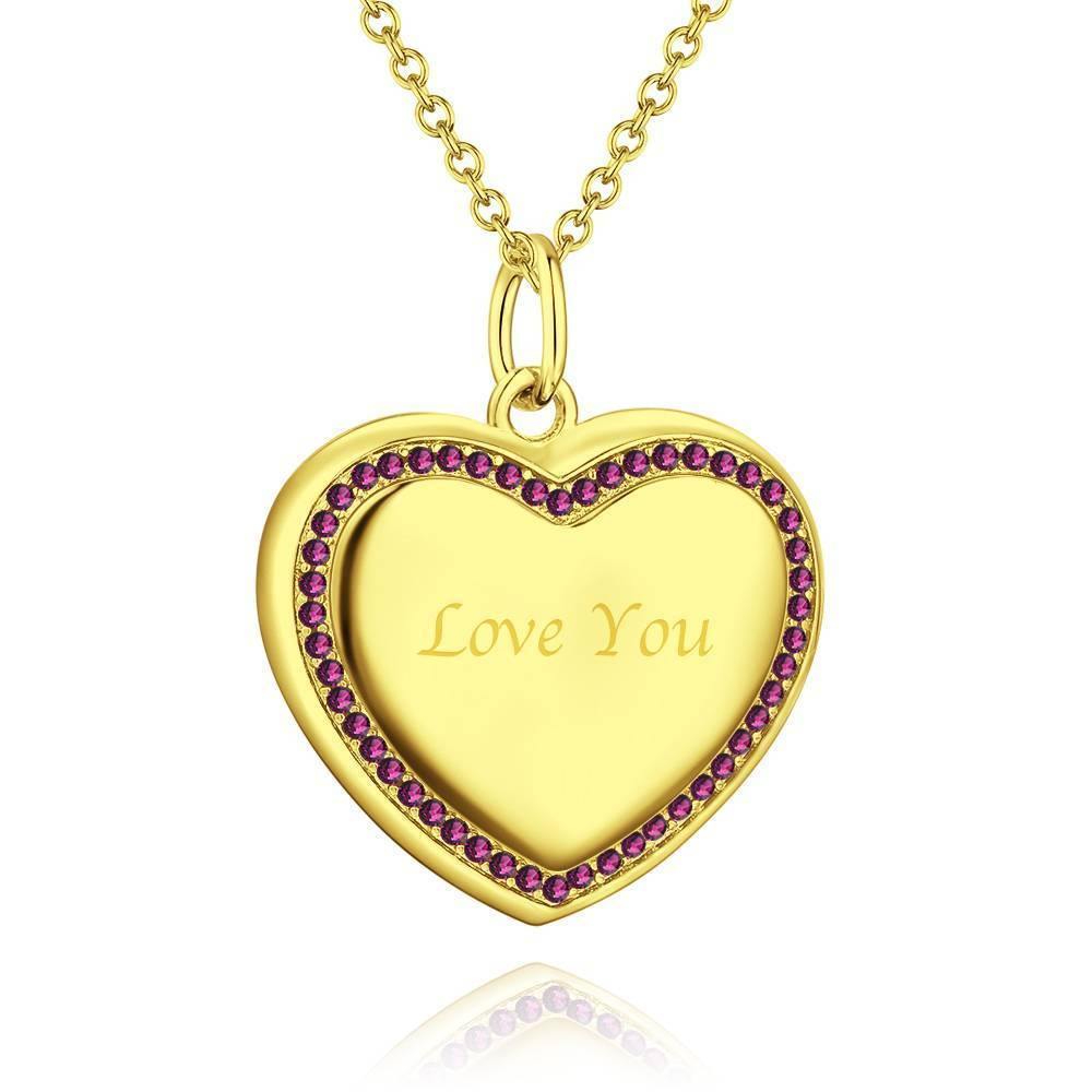 Photo Engraved Necklace Heart Locket Necklace Two Photos 14K Gold Plated - soufeelus