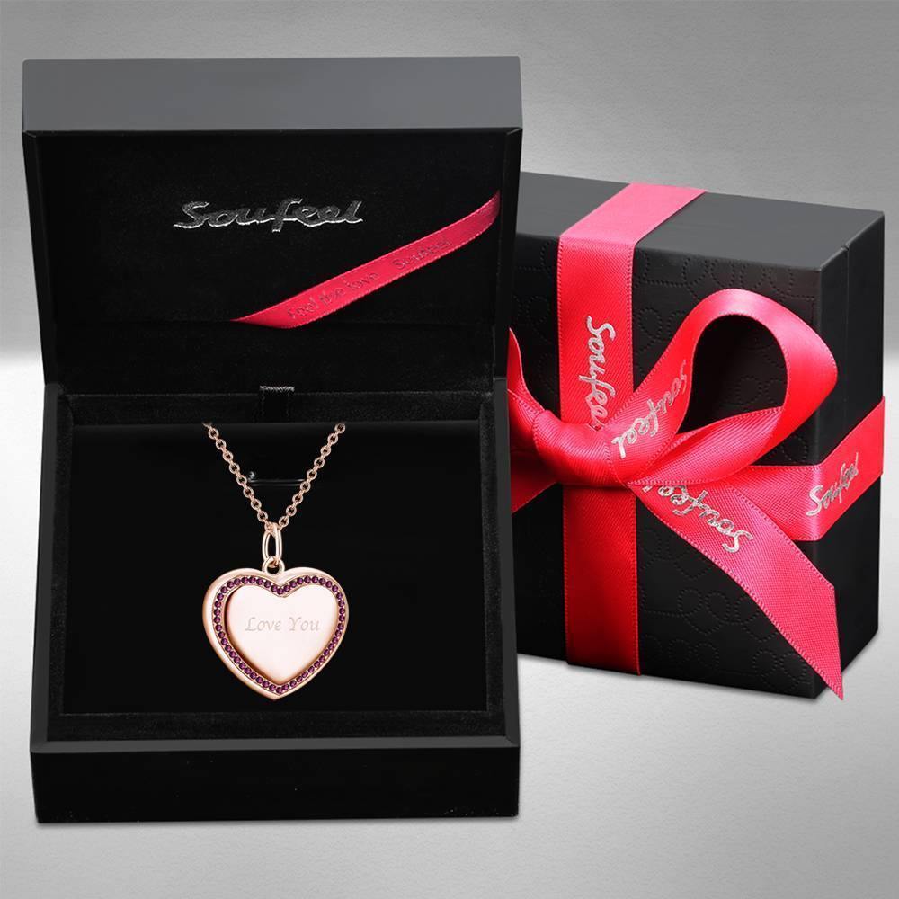 Photo Engraved Necklace Heart Locket Necklace Two Photos Perfect Gift Rose Gold Plated - soufeelus