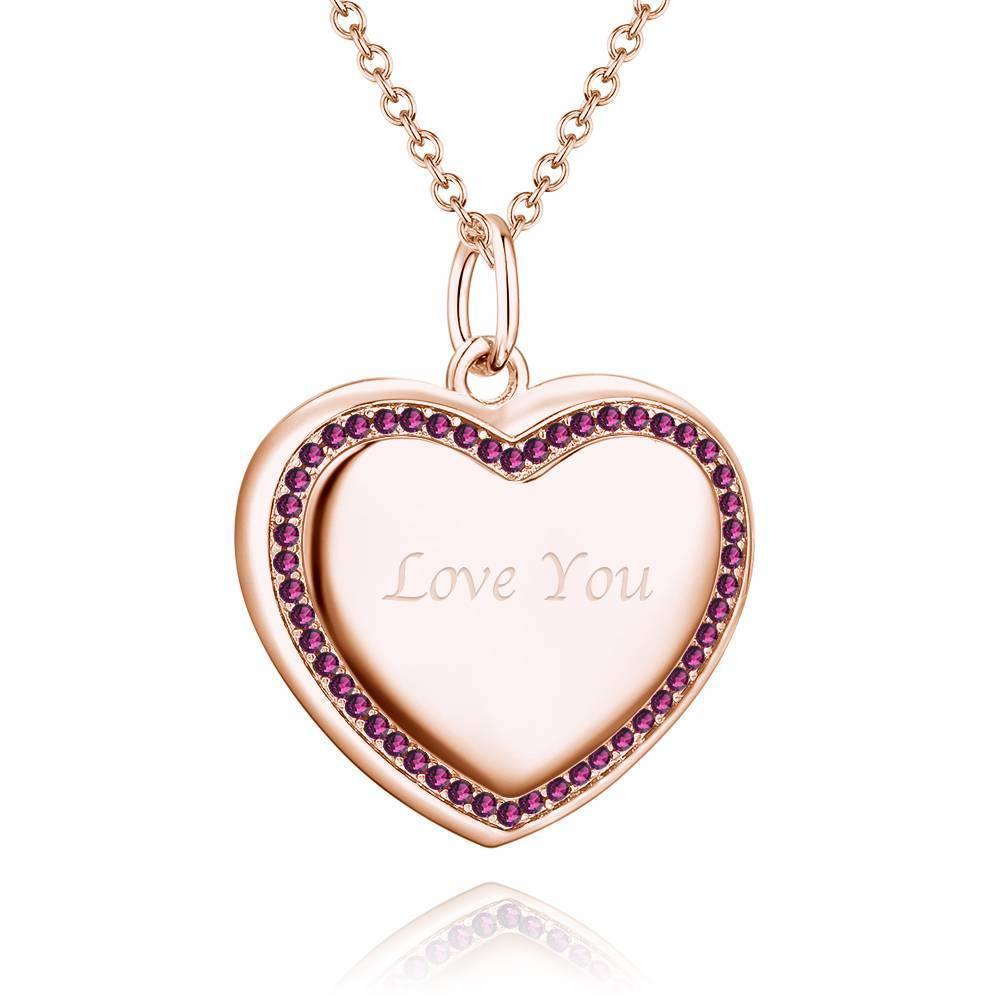 Photo Engraved Necklace Heart Locket Necklace Two Photos Perfect Gift Rose Gold Plated - soufeelus