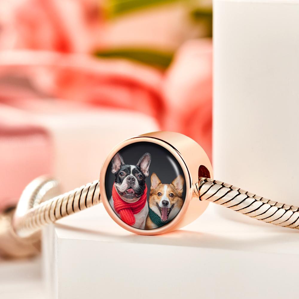 Custom Photo Charm Pet Paws Rose Gold Charm Gift for Pet Lover - 