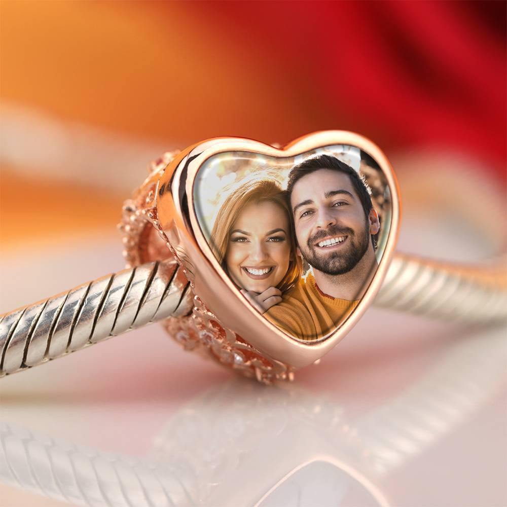 Endless Vines Photo Charm Heart-shaped Rose Gold Plated - soufeelus