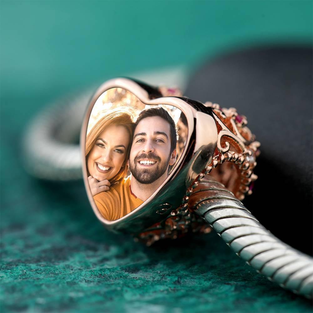 Endless Vines Photo Charm Heart-shaped Rose Gold Plated - soufeelus