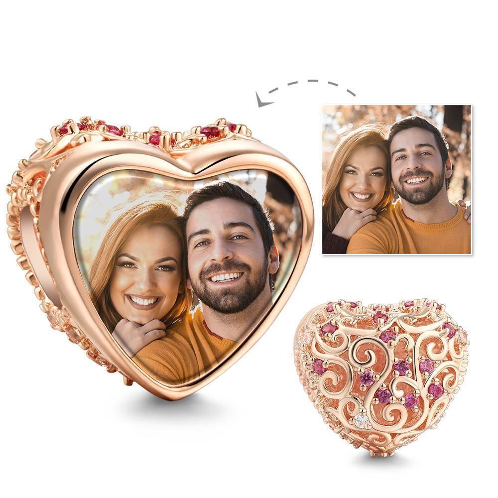 Endless Vines Photo Charm Heart-shaped Rose Gold Plated - soufeelus