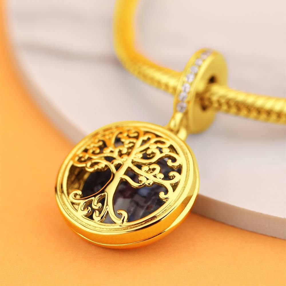 Family Tree Photo Stopper Charm Dangle 14K Gold Plated - soufeelus