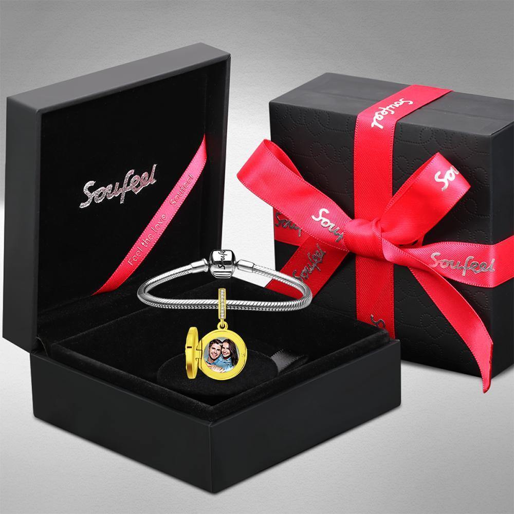 Family Tree Photo Stopper Charm Dangle 14K Gold Plated - soufeelus
