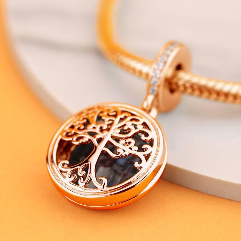 Family Tree Photo Stopper Charm Dangle Rose Gold Plated - soufeelus