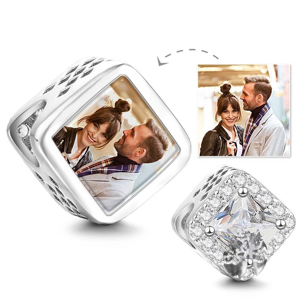 Square-shaped Photo Charm  Platinum Plated - soufeelus