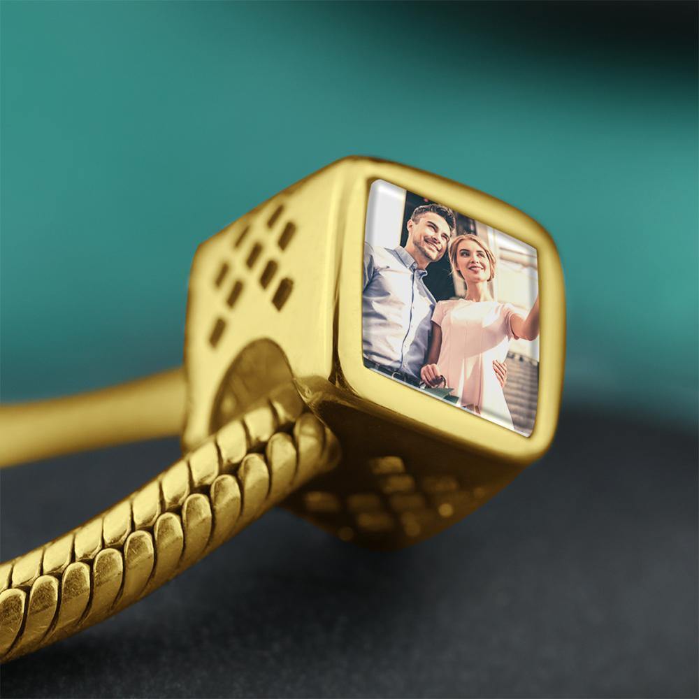 Square-shaped Photo Charm  Classic Style 14K Gold Plated - soufeelus