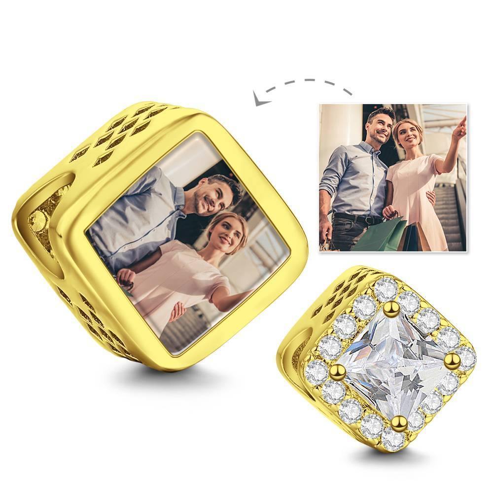 Square-shaped Photo Charm  Classic Style 14K Gold Plated - soufeelus