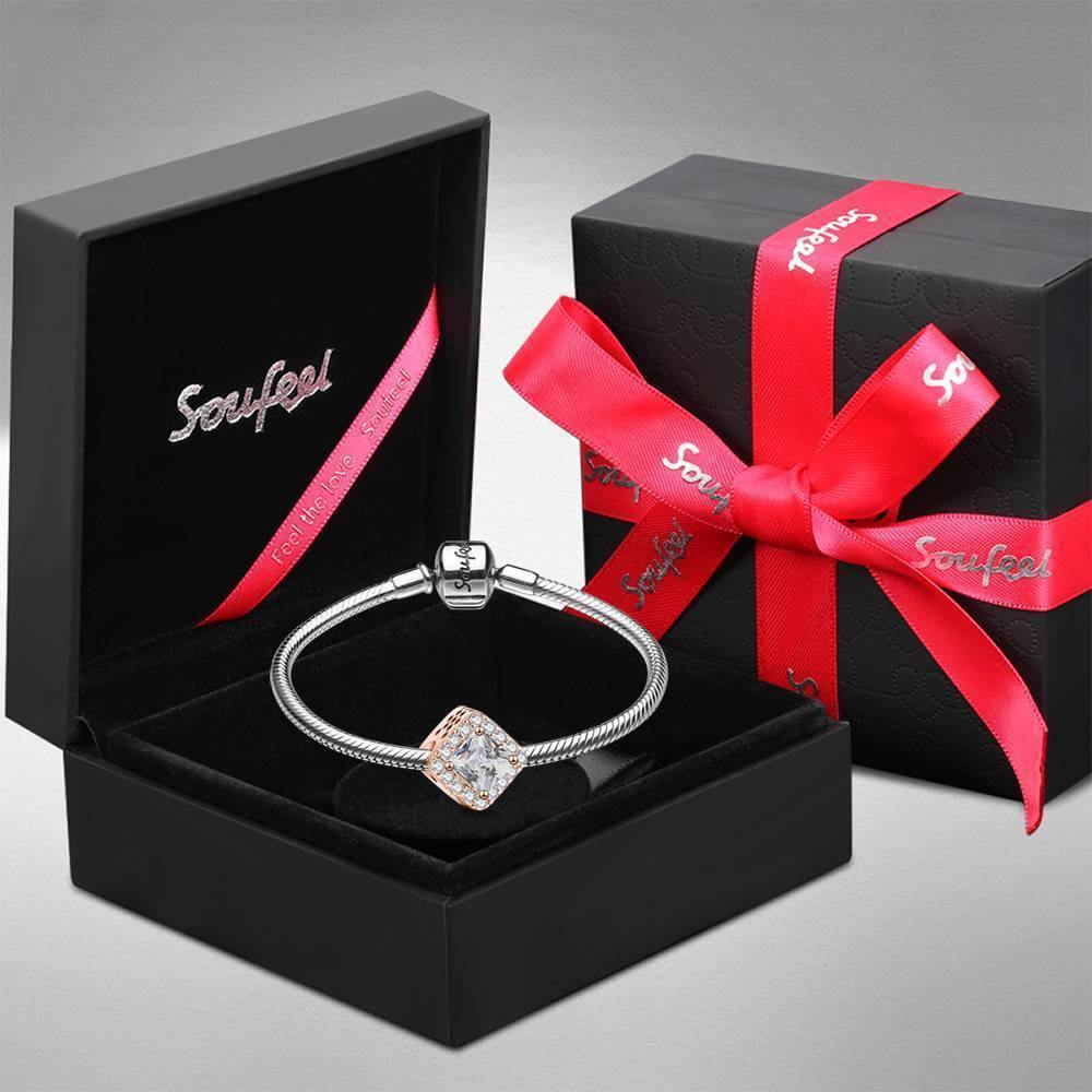 Square-shaped Photo Charm Memorial Gift Rose Gold Plated - soufeelus