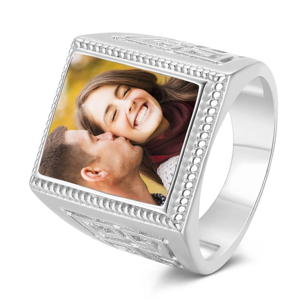 Mother's Gift  Photo Ring Square Photo Platinum Plated