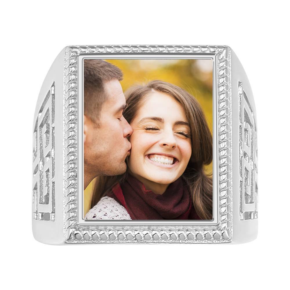 Mother's Gift  Photo Ring Square Photo Platinum Plated