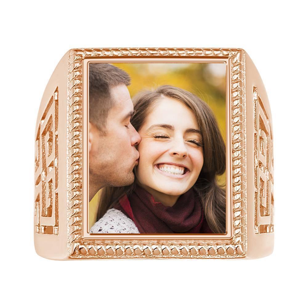 Mother's Gift  Photo Ring Square Photo 14K Gold Plated