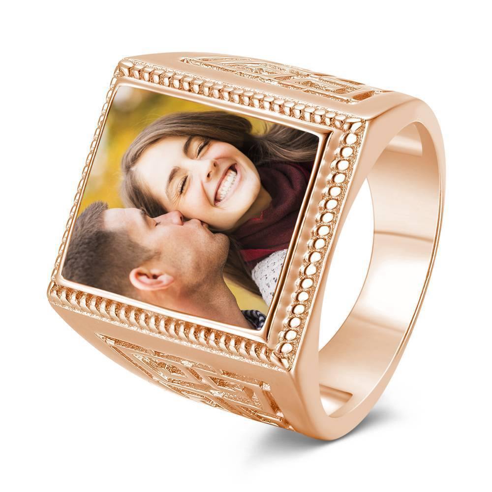 Mother's Gift  Photo Ring Square Photo 14K Gold Plated