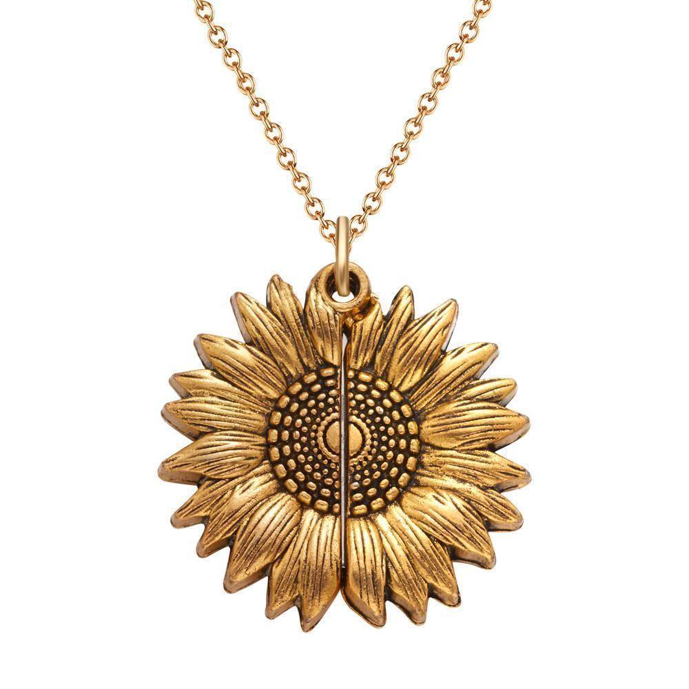 Custom Photo Necklace Sun Flower Necklace Locket Necklace Gifts Ideas - soufeelus