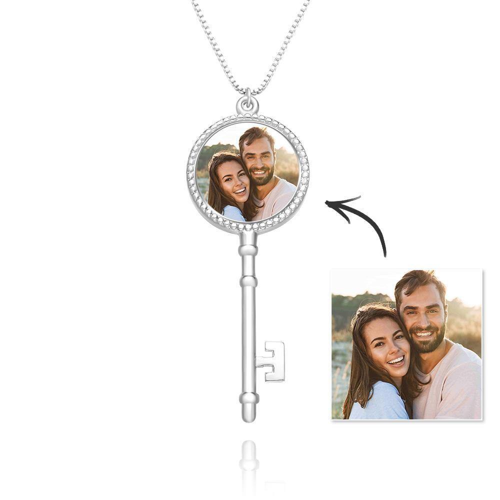 Photo Locket Necklace Key Necklace Couple's Gifts Memorial Gifts - soufeelus