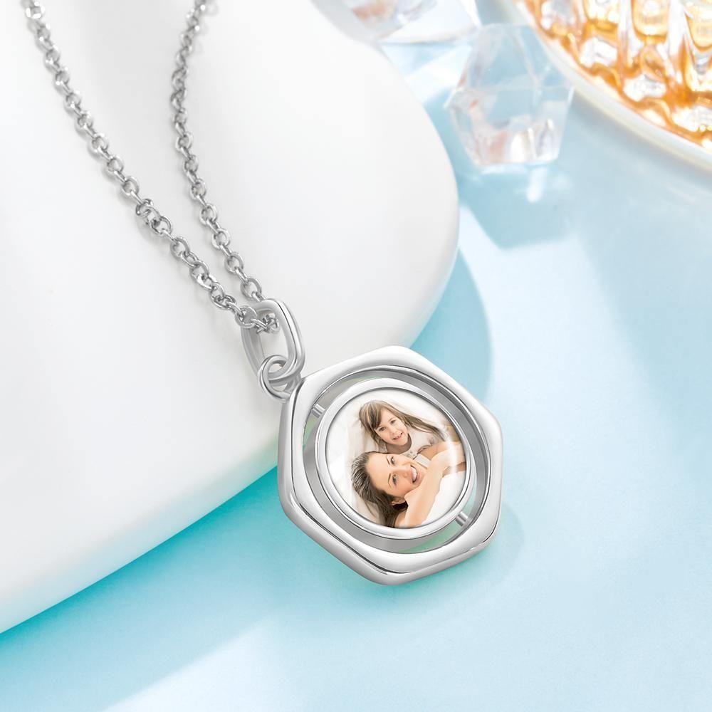 Photo Necklace Victory Wishing Coin Memorial Gifts for Her Silver - soufeelus