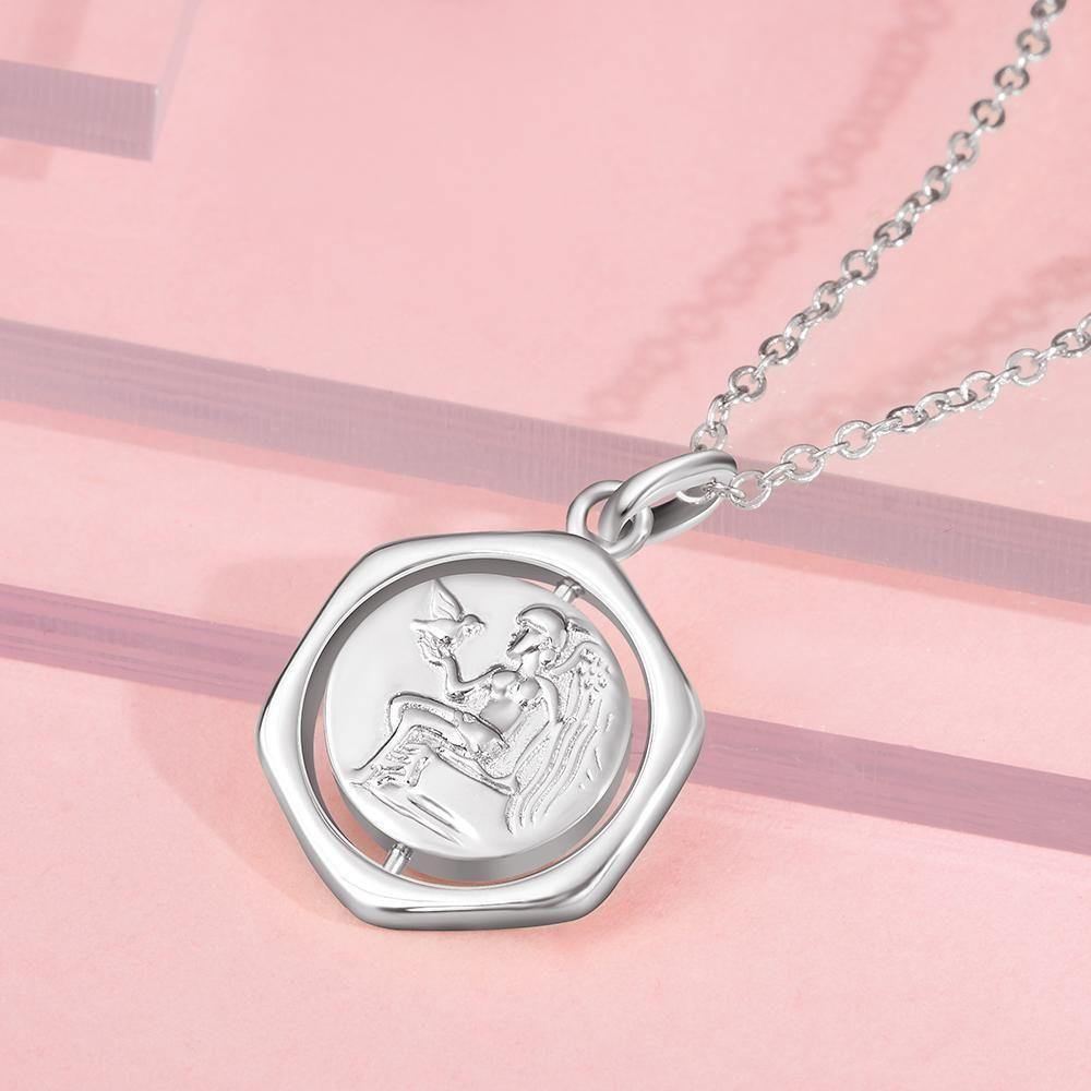 Photo Necklace Victory Wishing Coin Memorial Gifts for Her Silver - soufeelus
