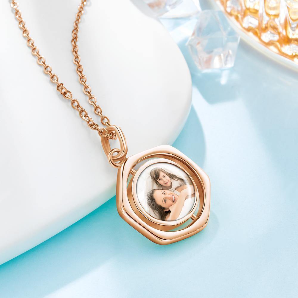 Photo Necklace Victory Wishing Coin Necklace Gift for Her Rose Gold Plated - soufeelus