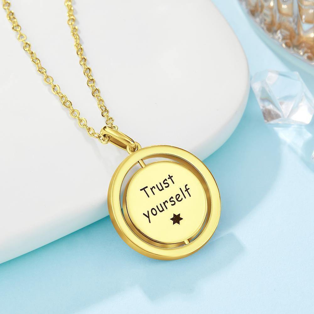 Photo Engraved Necklace Blessing Coin Necklace 14k Gold Plated Silver - soufeelus