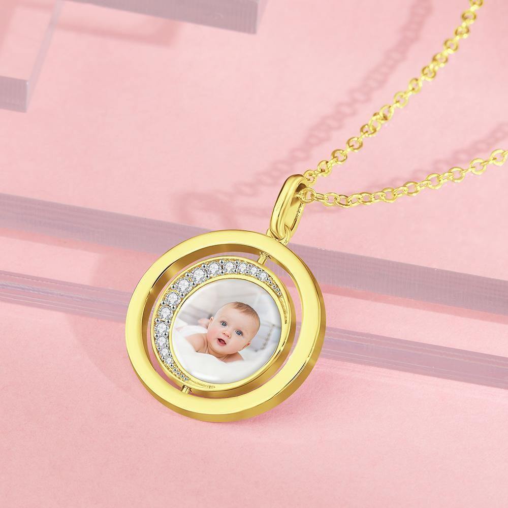 Photo Engraved Necklace Blessing Coin Necklace 14k Gold Plated - soufeelus