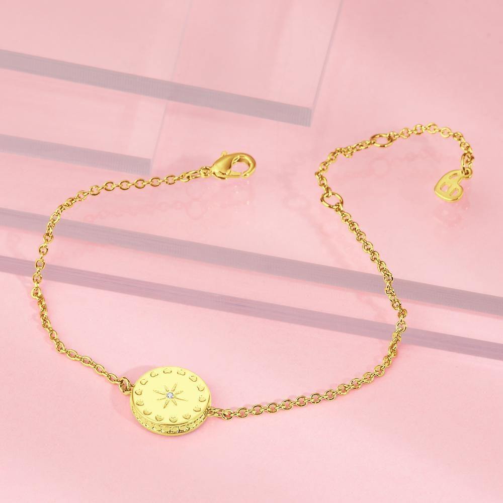 Photo Bracelet Sunshine Bracelet with Little Heart Good Luck Bracelet 14k Gold Plated - soufeelus