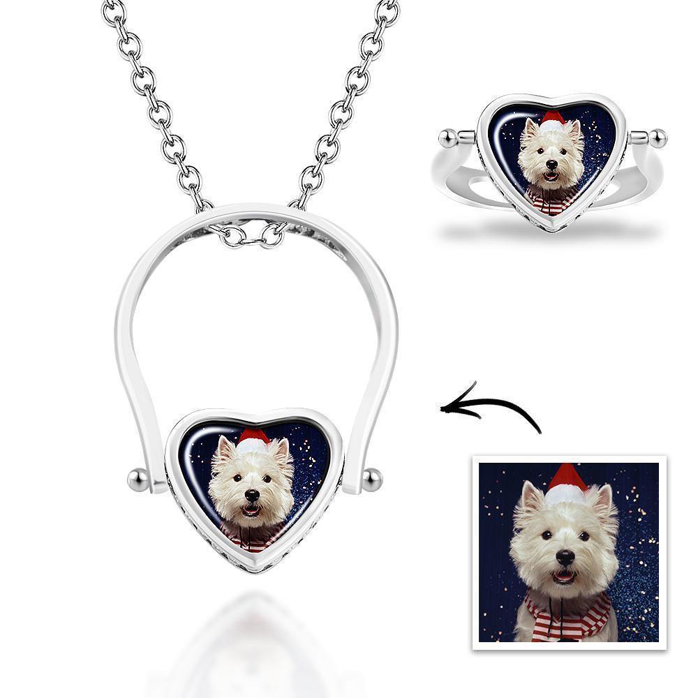 Photo Necklace, Photo Ring Gifts Dual-use (Ring Size 7#) - soufeelus