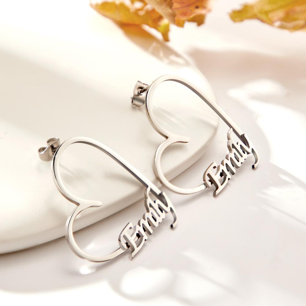 Custom Engraved Earrings Heart-shaped Hoop Earrings Gift for Her