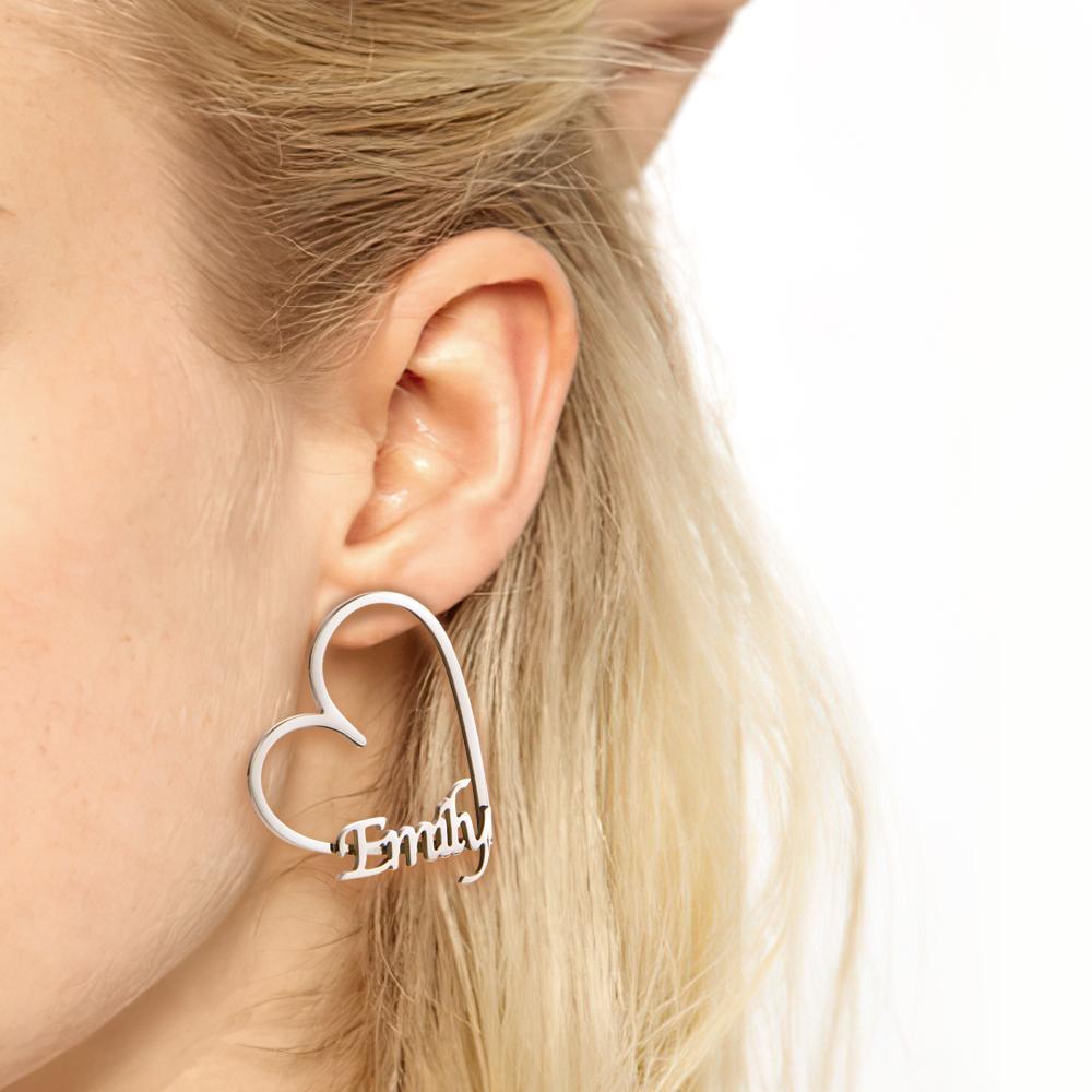 Custom Engraved Earrings Heart-shaped Hoop Earrings Gift for Her